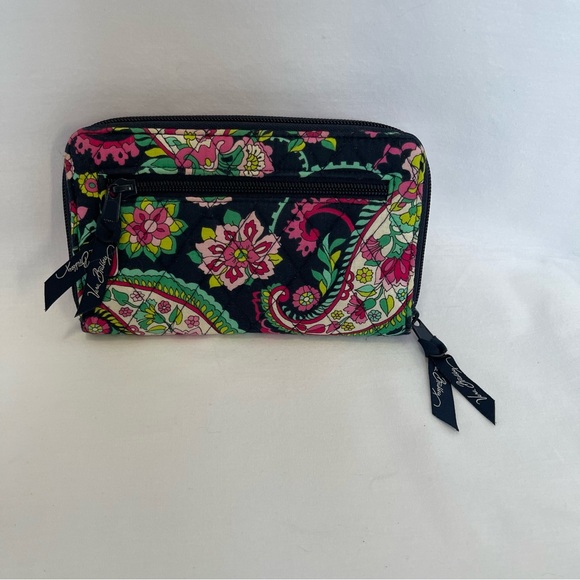 Vera Bradley Black and Pink Floral Wallet Dogwood KISS-n-Snap Wallet - Picture 2 of 10